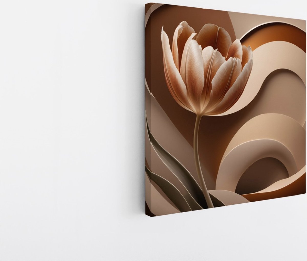 Saammp Canvas Schilderij - Abstracte Bloem - Natuur - 100x100 - Foto op canvas - Wanddecoratie - Muurdecoratie Woonkamer - Kantoor Decoratie Multicolor