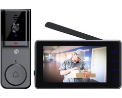 Equivera Video Deurbel met Camera - Video Deurbel met Camera - Video Deurbel - Draadloze Video Deurbel - Weerbestendige Video Deurbel - Video Deurbel met Monitor - Nachtzicht - Buitenbeveiliging - Zonder WiFi