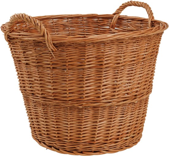 Panier En Osier Avec Poignée Et Jute Creative Home - Idéal Pour Rangement Bois Cheminée, 50x34x50cm