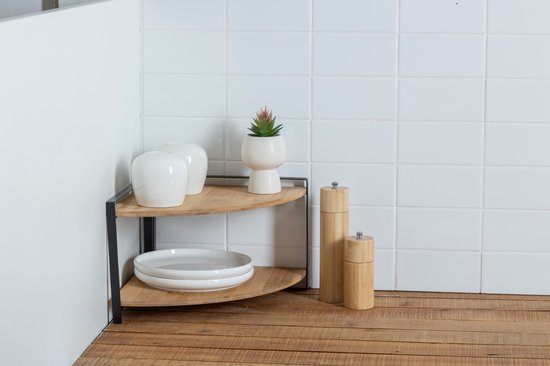 Doucherekje/badkamerrekje hoek - bamboe - 3 lagen - 23 x 61 cm