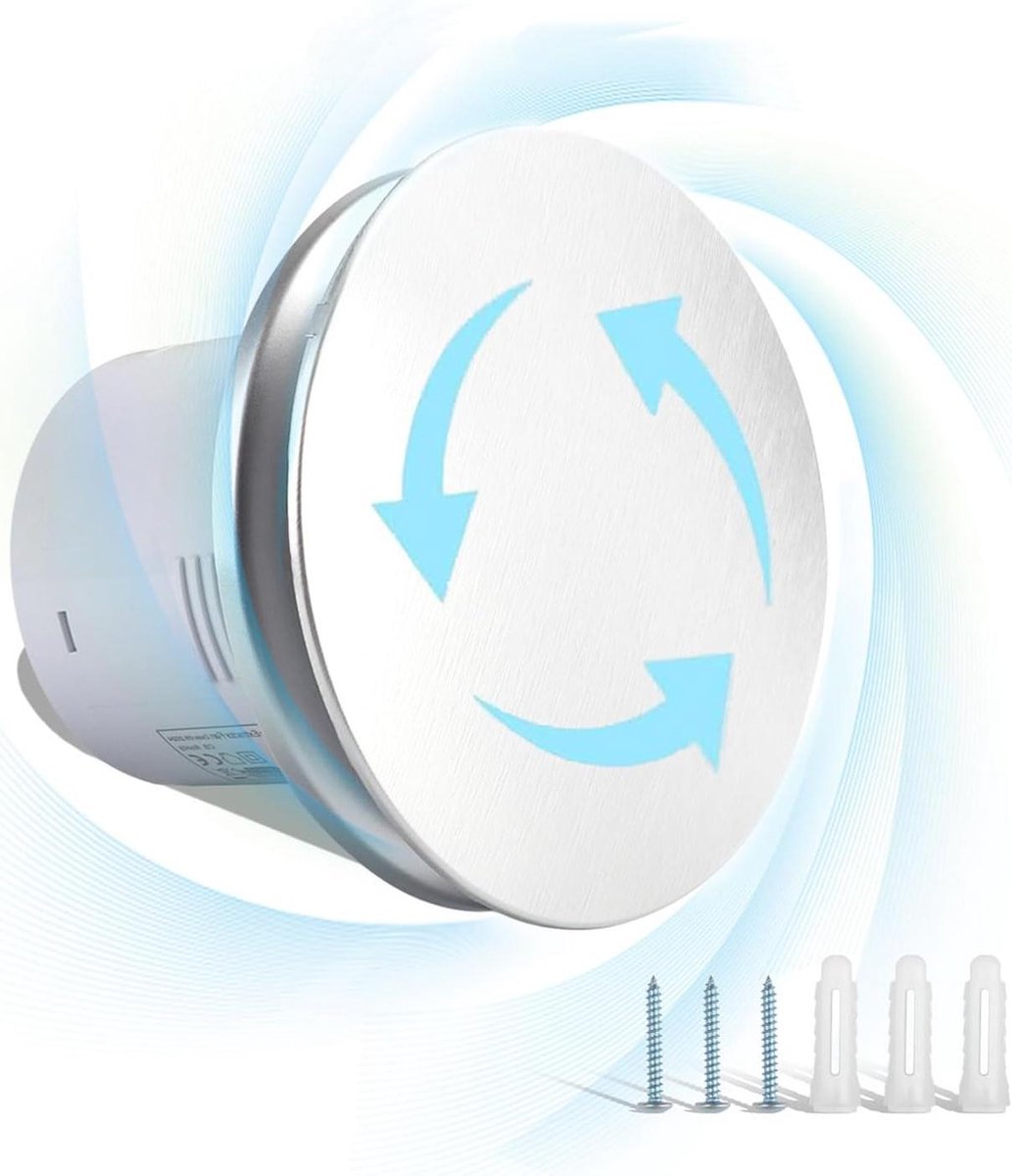 Stille luchtafzuigventilator 99 mm - wandmontage - met terugslagklep - voor slaapkamer keuken badkamer - 12 W .