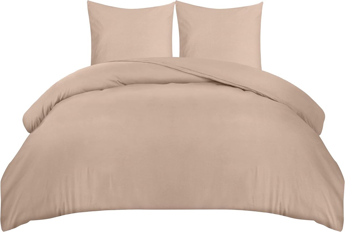 Azalia Beddengoed, 200 x 200 cm, microvezel dekbedovertrek 200 x 200 cm + 2 kussenslopen 80 x 80 cm, beige