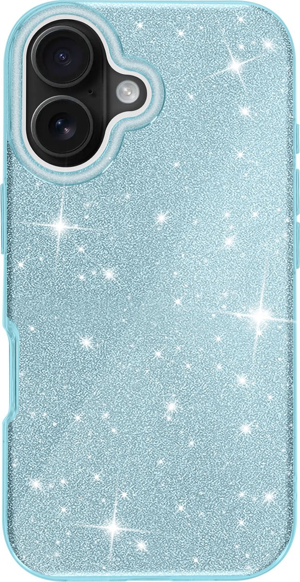 Avizar Schokbestendige glitter case Geschikt voor Apple iPhone 16 Plus, Blauw