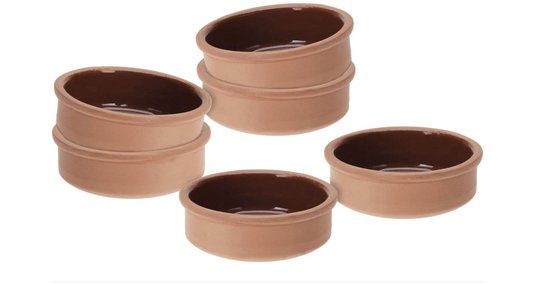 Foto: Tapas kommen van klei 250 ml set van 6 vuurvaste ovenschaal aan de binnenkant geglazuurd traditionele kleischaal dessert dip snack schaaltjes tapasschaal oven en vaatwasmachinebestendig