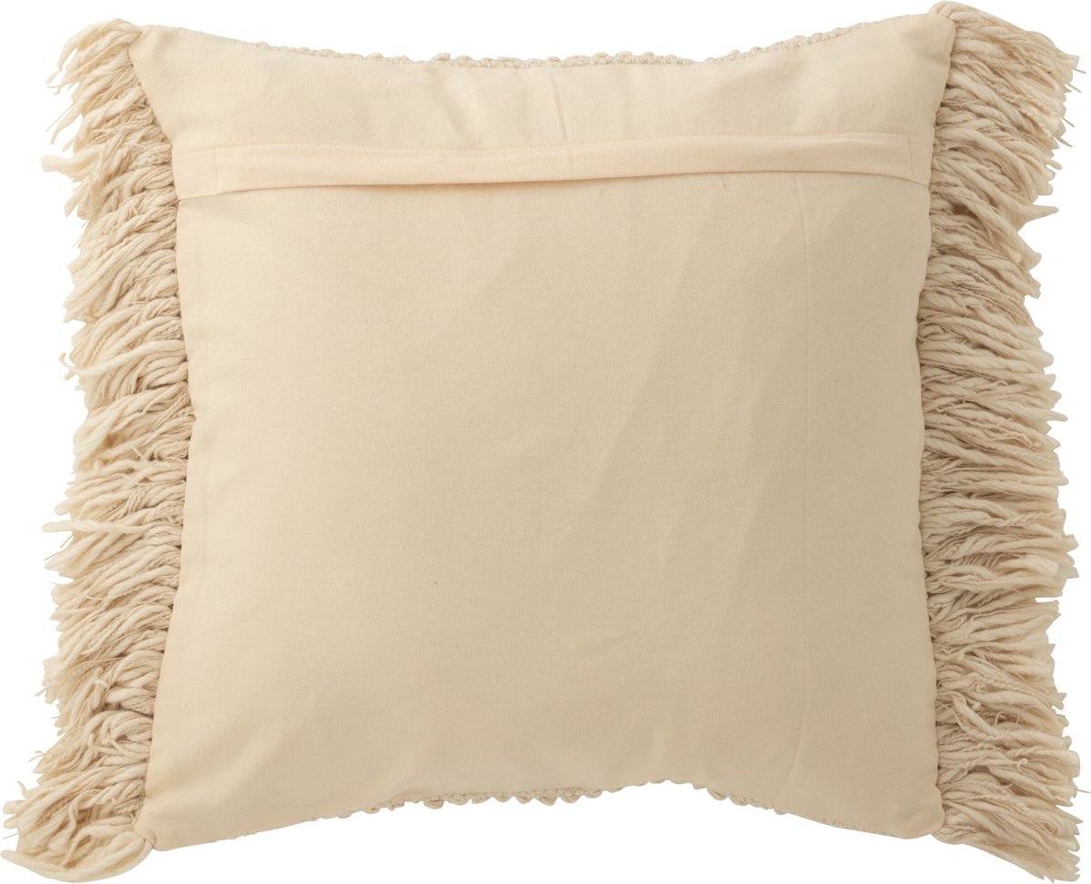 J-Line Kussen Breeze Franjes Katoen Creme Beige