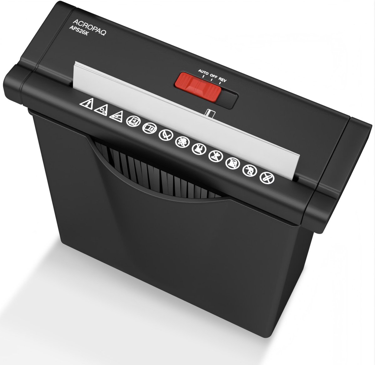 ACROPAQ Papierversnipperaar – 7L Papiervernietiger voor thuis – P2 veiligheidsniveau, tot 4 vellen – Werkt ook zonder opvangmand – Shredder – Zwart
