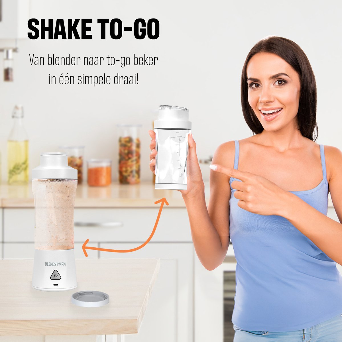BlendStorm® Draagbare Blender Premium - Draadloze Blender - Draadloos - Blenders - Blender To Go - 6 Mesjes - Mini Blender - Smoothie Maker - Juicer - Keukenmachine - USB Oplaadbaar - 700 ml - Wit – foto 7