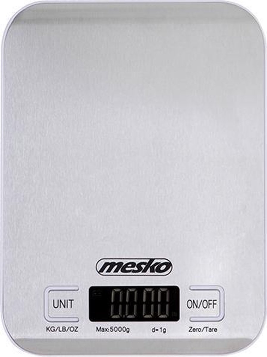 Mesko MS 3169 keukenweegschaal Roestvrijstaal, Wit Aanrecht Rechthoek Elektronische keukenweegschaal