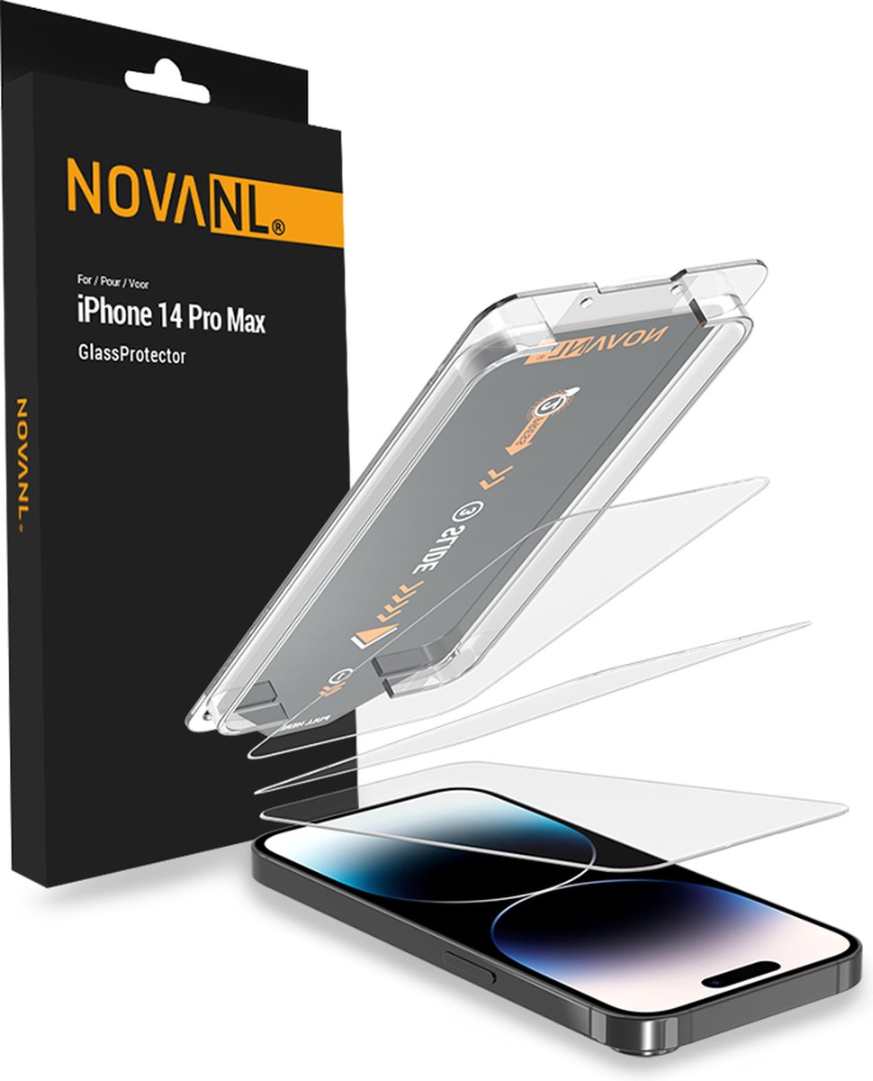 NOVANL Screenprotector Geschikt voor iPhone 14 Pro Max - 3 Stuks - Met Installatie Kit - Geschikt voor iPhone 14 Pro Max Beschermglas