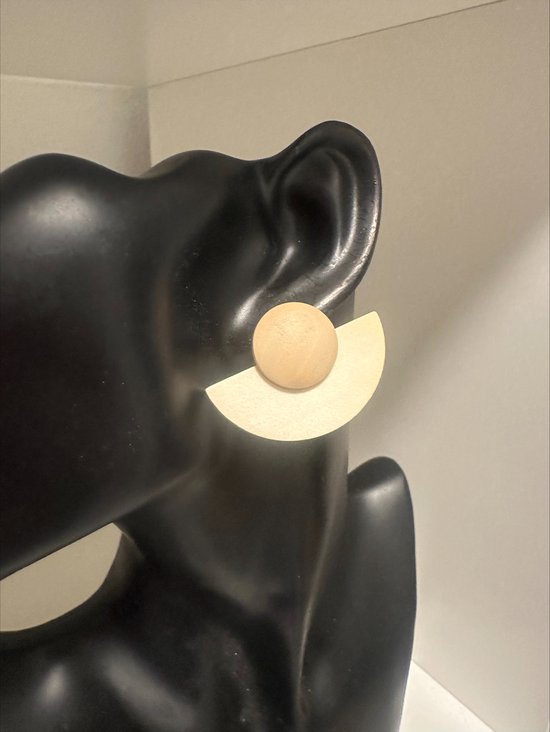 boucles d'oreilles demi-cercle bohème en bois