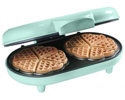 Bestron Wafelijzer - ADWM1000M - 1000W - 10 hartvormige wafels - Anti aanbaklaag - Mint - 5 jaar garantie