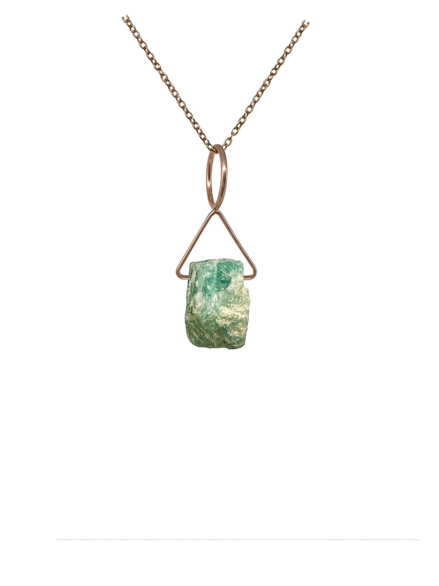 Amazoniet edelsteen ketting met hanger dames - Sieraden - Roestvrij staal ketting - Rose goudkleurige ketting - 50cm + 5cm - Perfecte cadeau voor je dierbaar