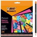 BIC Intensity Premium 24 Kleurpotloden verpakking met bladeren en oranje potlood.