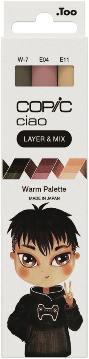 Copic Ciao "LAYER & MIX" Warm Palette, 3 stuk(s), Beige, Roze, Warmgrijs, Beitel/penseelpunt, Rond, Inkt op alcoholbasis, Volwassene/Kind