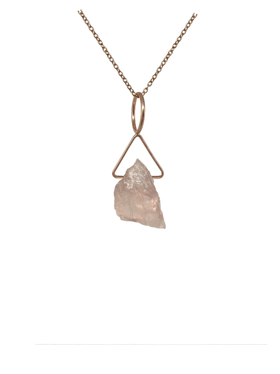 Rozenkwarts edelsteen ketting met hanger dames - Sieraden - Roestvrij staal ketting - Rose goudkleurige ketting - 50cm + 5cm - Perfecte cadeau voor je dierbaar