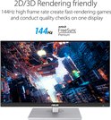 ASUS ProArt monitor met 144Hz en AMD FreeSync Premium, getoond met stadsgezicht.