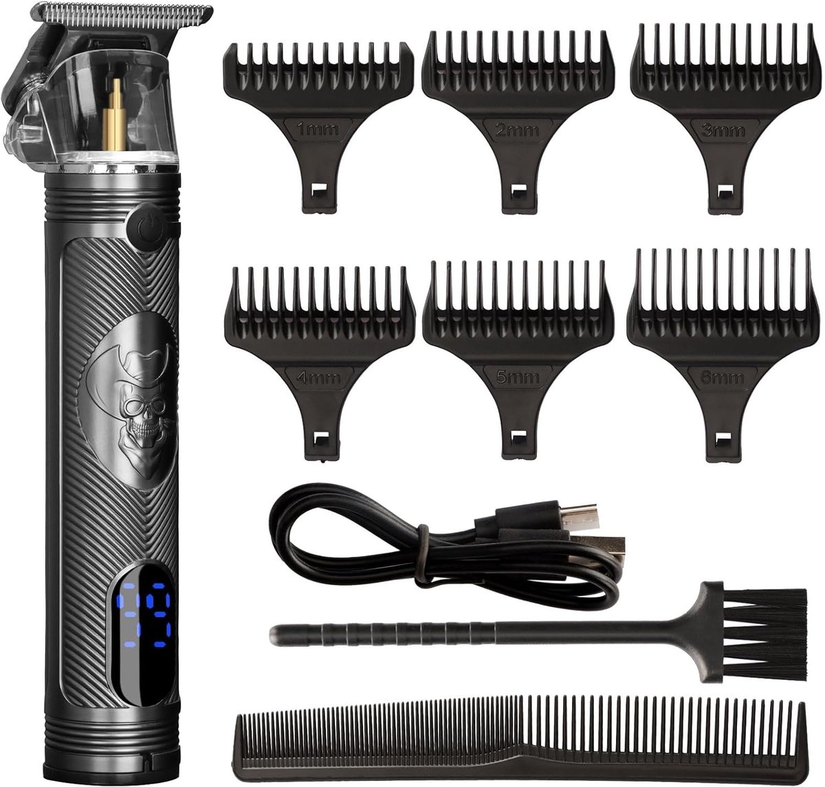 Oplaadbare Draadloze Tondeuse voor Mannen - Professionele Baardtrimmer met LCD-Display