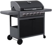 Bol.com sweeek - Zwarte gasbarbecue edmond - 6 branders + 1 zijbrander met thermometer l 132x d62 x h143 cm aanbieding
