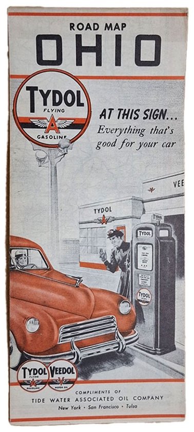 Vintage '40s Ohio Road Map - Original - cover