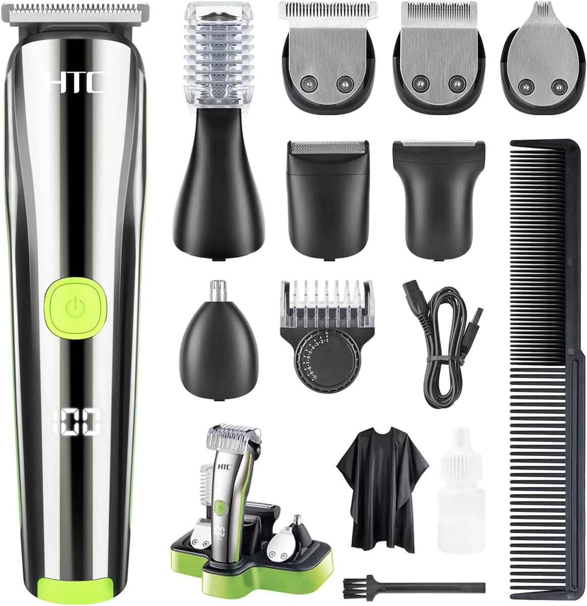 Multifunctionele Baardtrimmer Set voor Heren - Nauwkeurig Trimmen en Scheren, Inclusief 12-delige Accessoires
