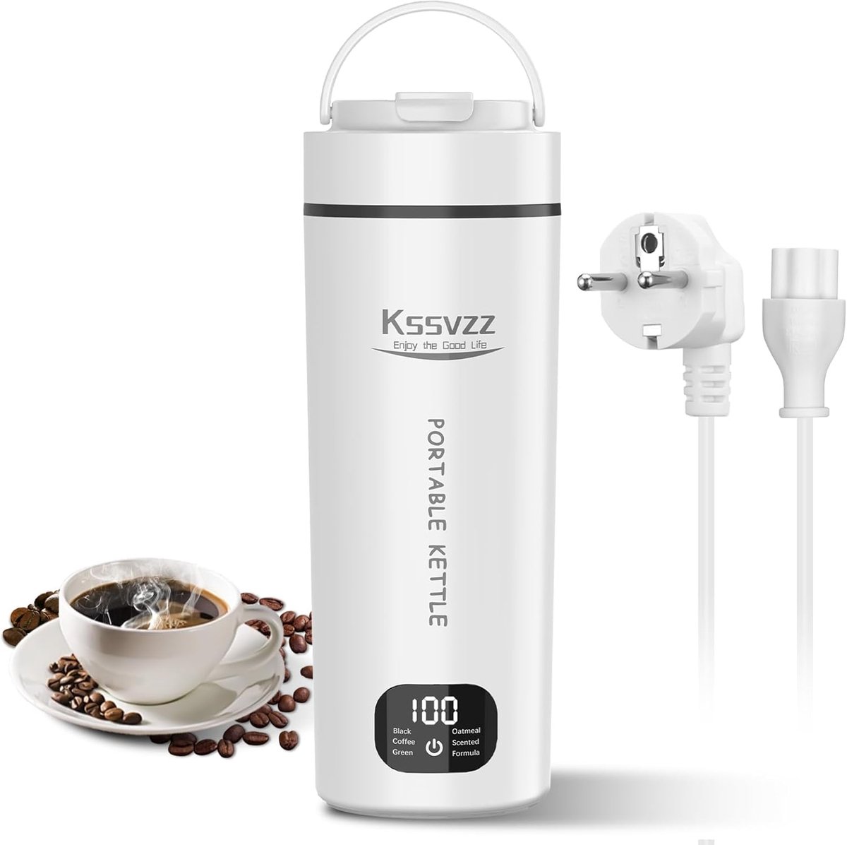 Compacte Reiswaterkoker met 6 Temperatuurinstellingen - 450 ml, Draagbare Mini-waterkoker - Automatische Uitschakeling, 304 Roestvrijstaal