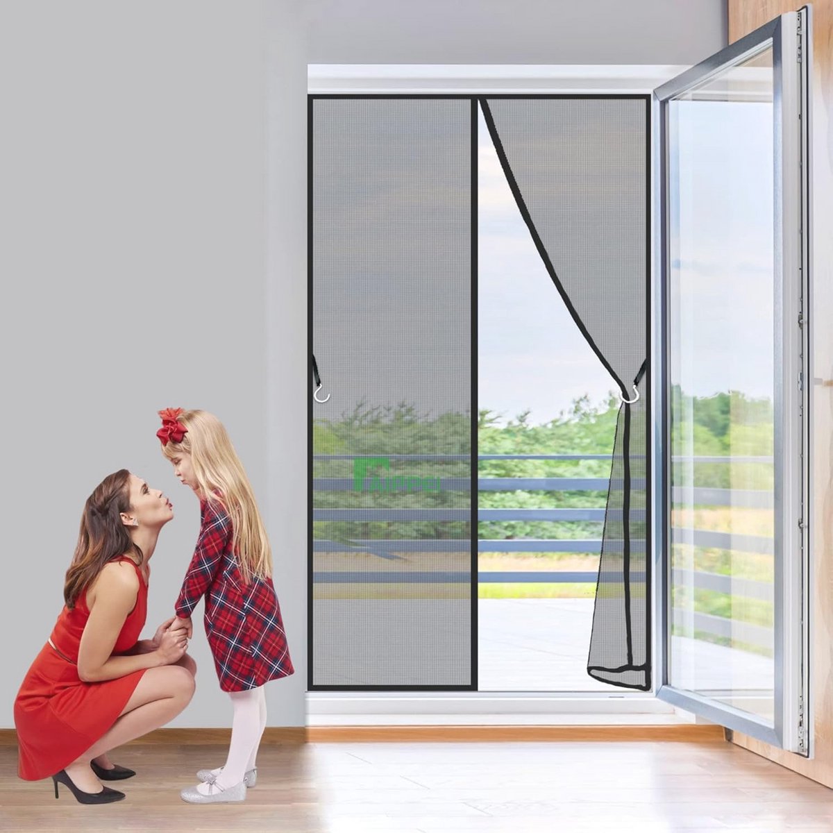 Magnetische Hordeur 200x270 cm - Anti-Muggen Gaas voor Deuren - Automatische Deurafsluiting voor Balkondeuren en Schuifdeuren - Zwart