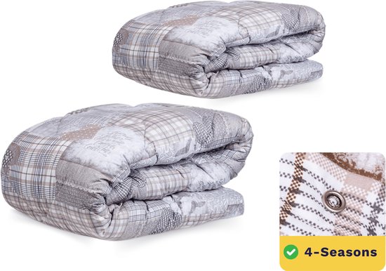 Zelesta Wonderbed 4 Saisons Patchwork Coeurs - 240x200cm - Dekbed pour toute l'année - 30 jours de sommeil d'essai - Couette imprimée - Couette lavable sans housse - Deux pièces avec Boutons-pressoirs