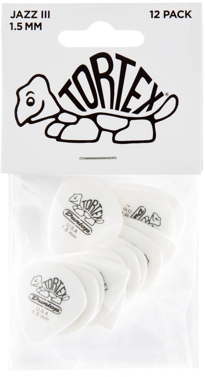 Jim Dunlop - Tortex White Jazz III - Plectrum - 1.50 mm - 12-pack