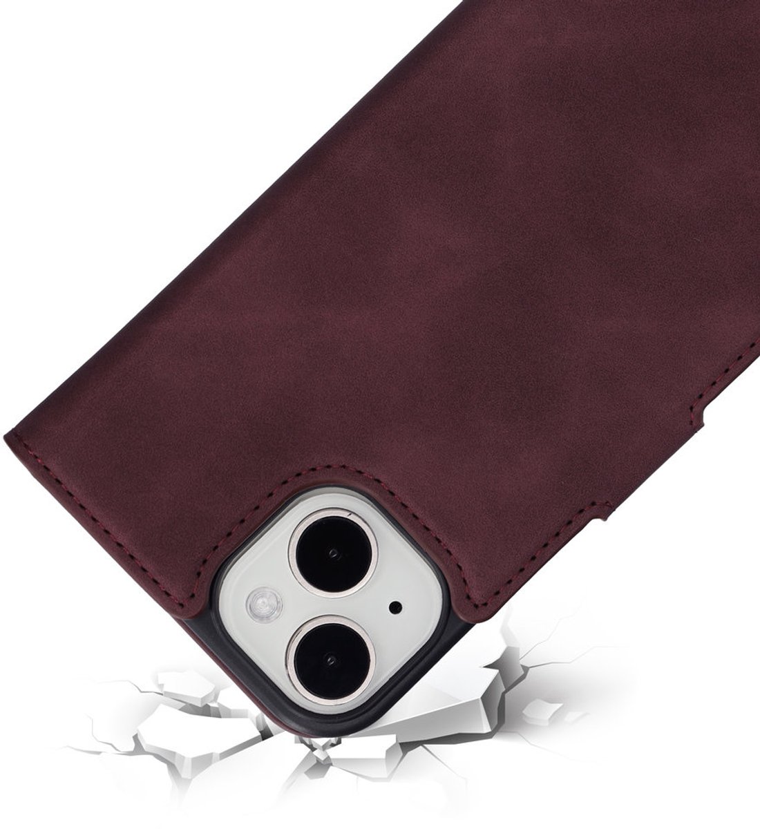 Mobiparts Telefoonhoesje geschikt voor Apple iPhone 15 Hoesje | Mobiparts Classic Wallet Bookcase Portemonnee | Pasjeshouder voor 3 Pasjes | Telefoonhoesje voor Pinpas / OV Kaart / Rijbewijs - Velvet Red | Rood