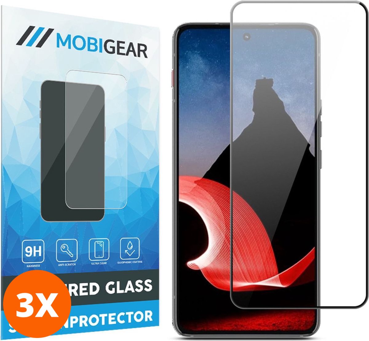 Mobigear Screenprotector geschikt voor Motorola ThinkPhone Glazen | Mobigear Premium Screenprotector - Case Friendly - Zwart (3-Pack)