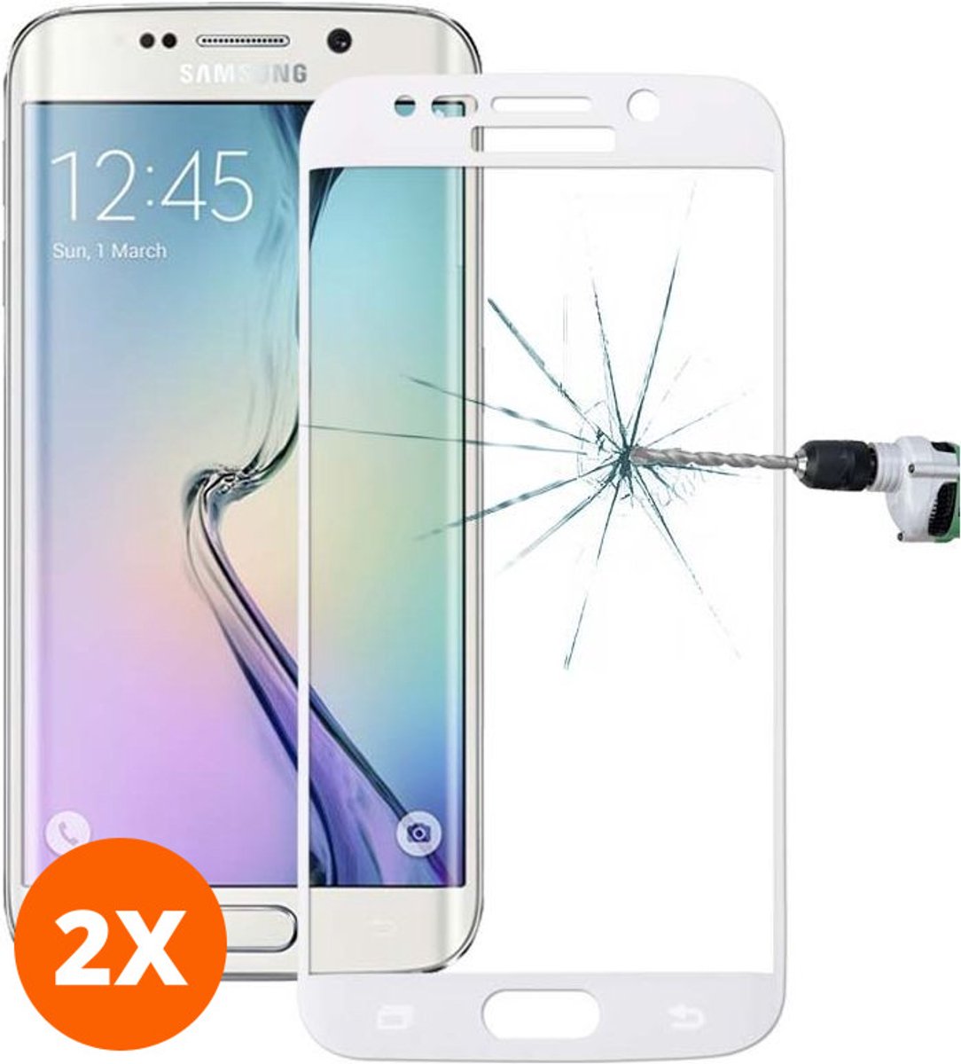 Mobigear Screenprotector geschikt voor Samsung Galaxy S6 Edge Plus Glazen | Mobigear Premium Screenprotector - Case Friendly - Wit (2-Pack)