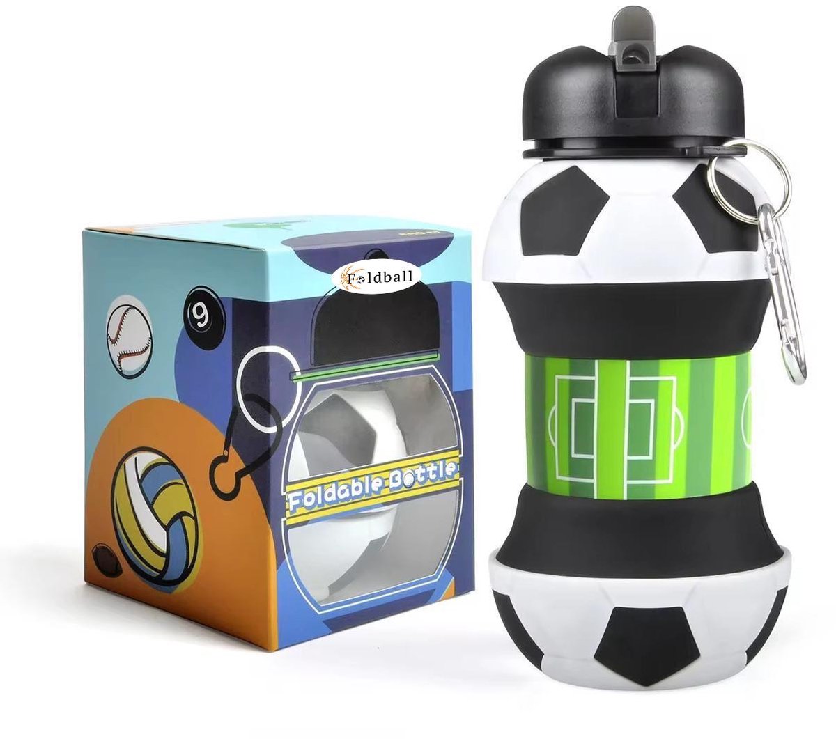 Voetbal Bidon - opvouwbaar- waterfles- 500 ml drinkfles kinderen- Liter - Foldball -