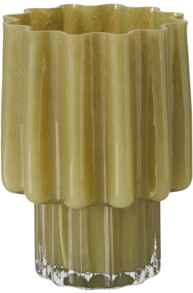 Boltze - Designvaas - Handgemaakt - Vaas - Olijf groen - Glas - 17.7x24cm