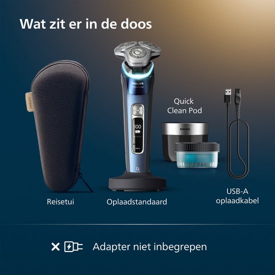 Philips Shaver i9000 Prestige Elektrisch Scheerapparaat Voor Mannen - Met Quick Clean Pod - Blauw - XP9201/30