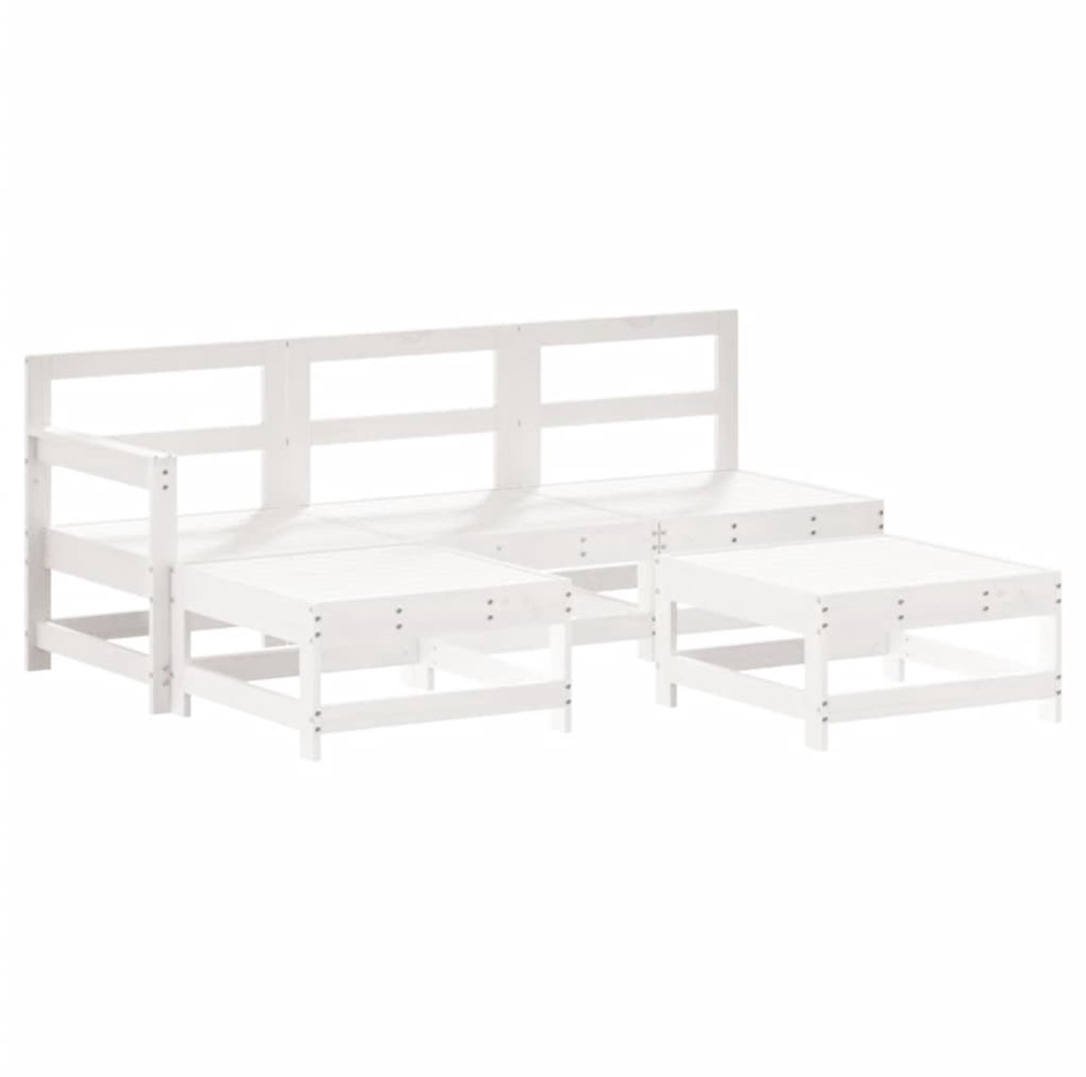The Living Store 5-delige Loungeset massief grenenhout wit - Loungeset - Tuinset - Buitenmeubel - Hout Meubel - Grenenhout