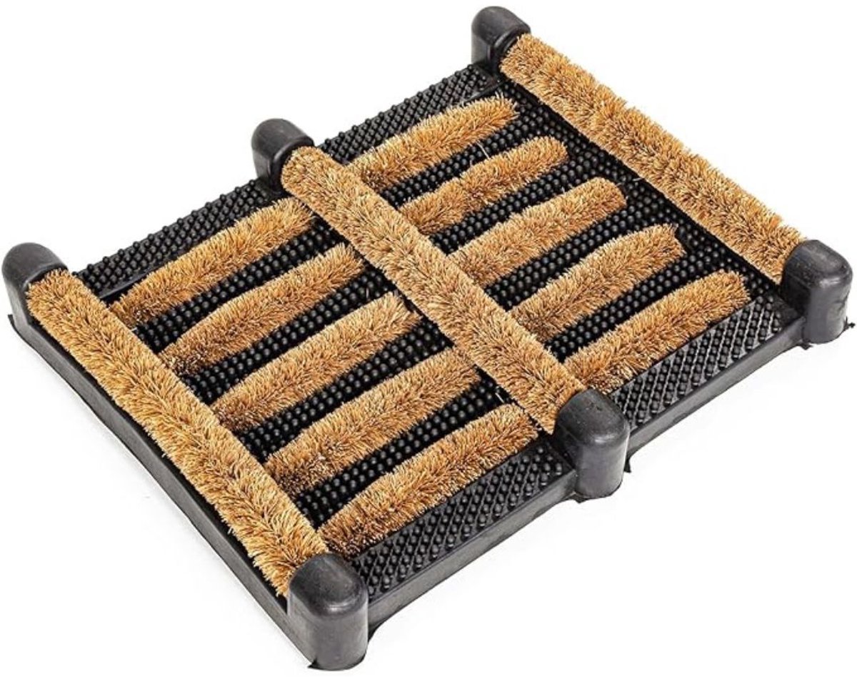 Zylo® Borstelmat voor Buiten - Voetenveger met Borstels - Deurmat - Antislip - Weerbestendig - 30x35x5cm - Bruin