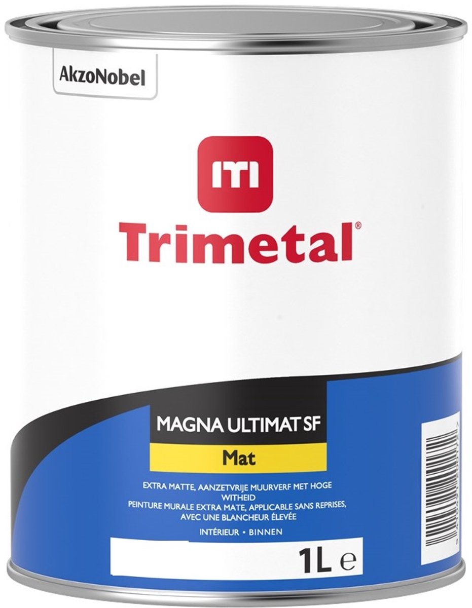 Trimetal Magna Ultimat SF - Kwalitatieve extra matte watergedragen binnen muurverf ( 2 in 1) - RAL 9001 Cremewit - 1 L