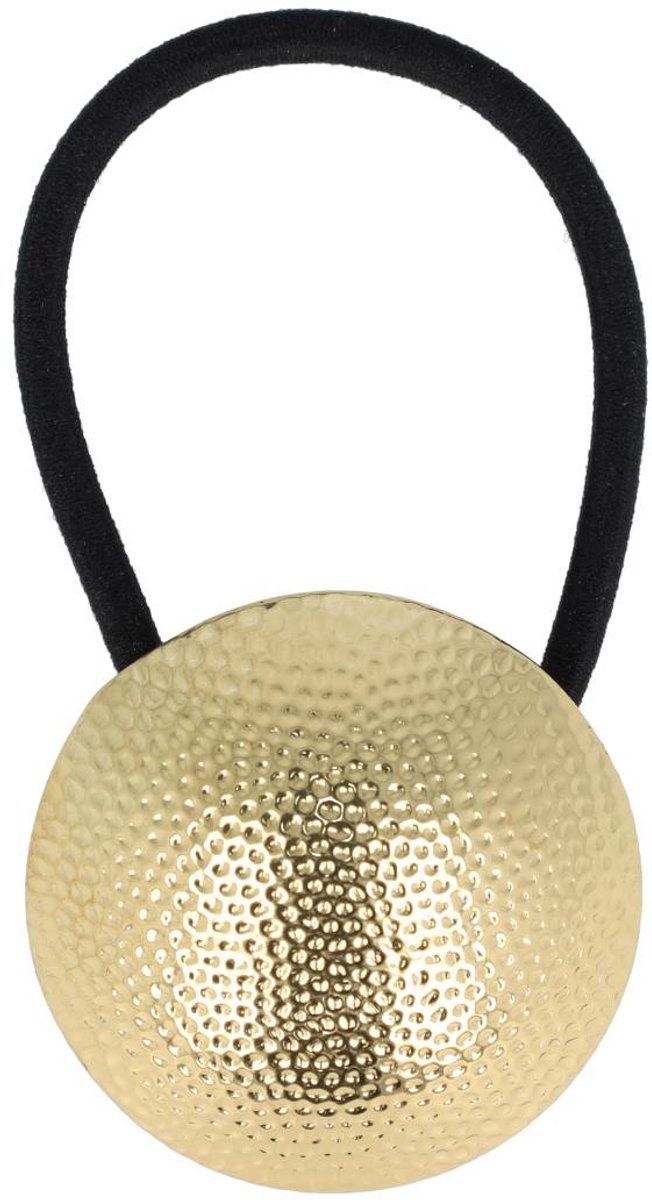 Haarsoires Haarelastiek – Cuff 4cm – Cirkel Ornament – Metaalaccent – Zwart Goud - Stijlvol & Trendy Haaraccessoire