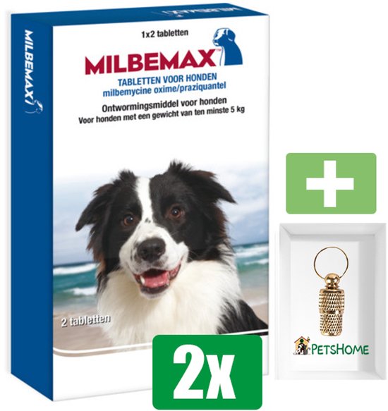 Milbemax Ontworming Kauwtabletten Hond 5 tot 75 kg - Kauwtabletten - 2 Verpakkingen - Inclusief PetsHome Goudkleurige Adreskoker