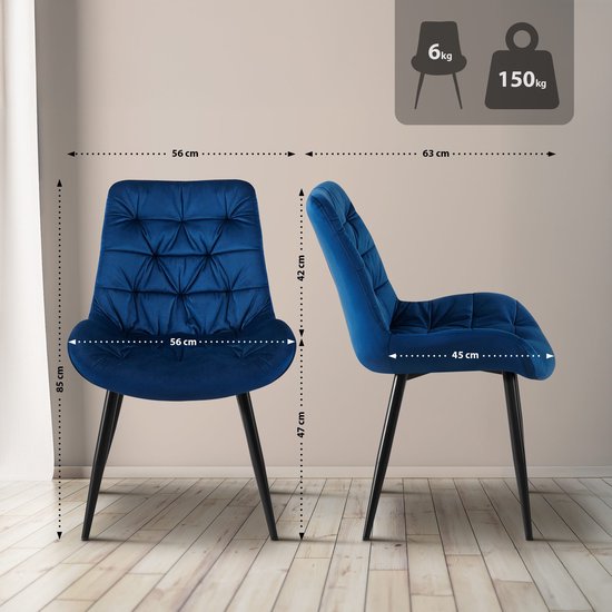 Set van 2 eetkamerstoelen Monett fluweel Metaal Goud/zwart