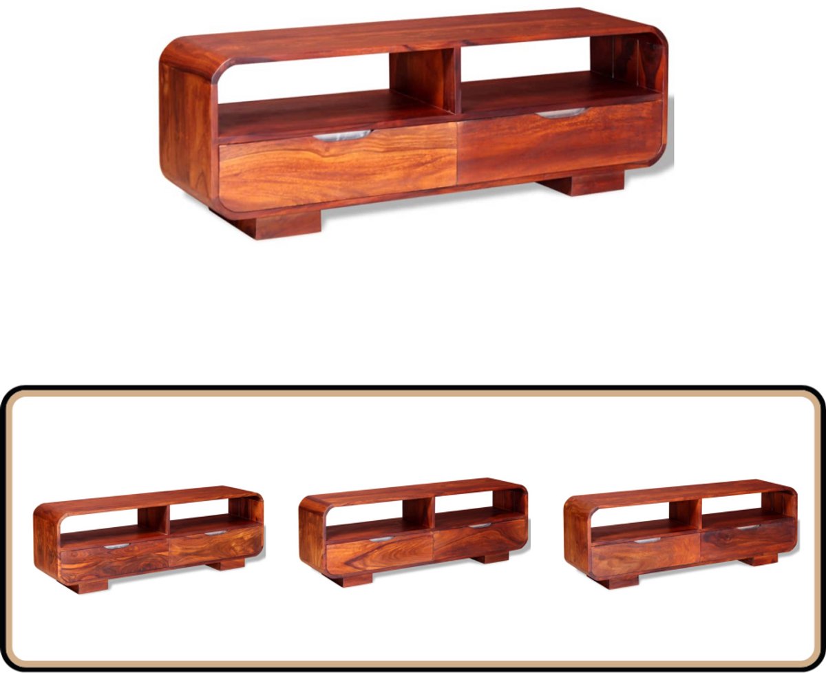 VidaXL Tv-meubel Massief Sheeshamhout 116x30x40 cm Tv Kast Sheeshamhout Tv Meubels Living Room Furniture Design Kast