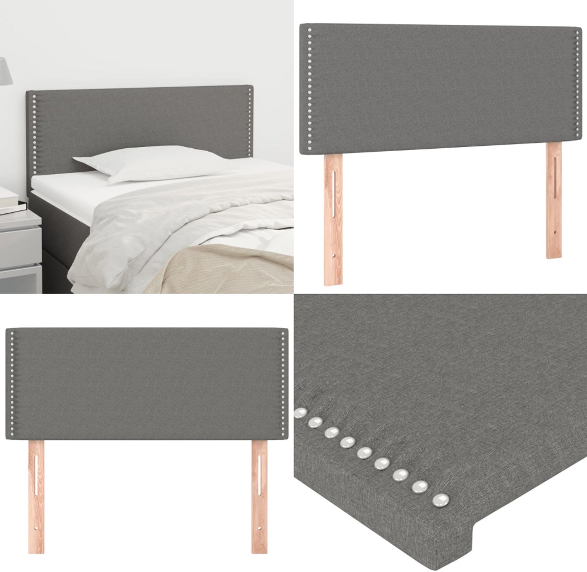 VidaXL Lot 4 Têtes De Lit Tissu Crème 90x5x78/88 Cm - Soutien Dos Réglable Hauteur, Cadre Lit Simple Chambre Élégante