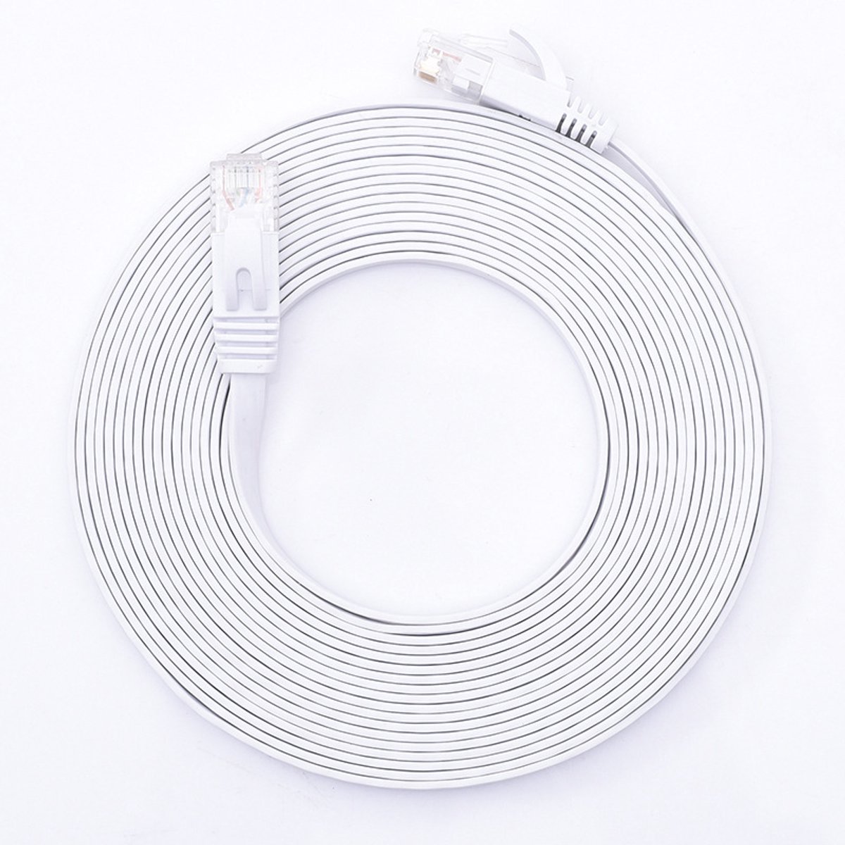 Internetkabel - 2.5 meter - CAT6 - Ultra dunne Flat Ethernet kabel - Netwerkkabel (1000Mbps) - Wit - UTP kabel - RJ45 - UTP kabel