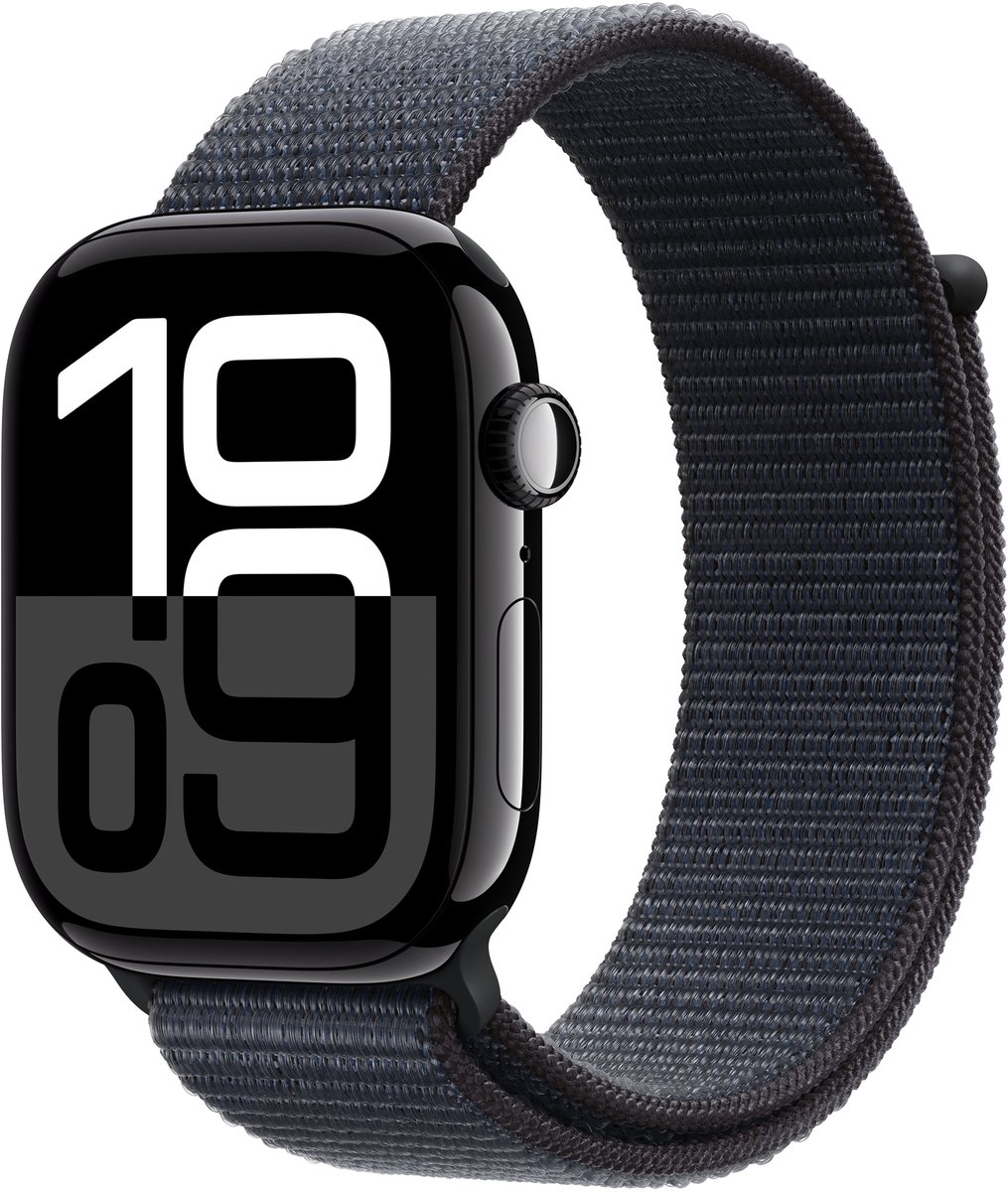 Afbeelding 3 van Apple Watch Series 10 - Wifi - 46mm - Zwarte Aluminium Case met Ink Geweven Sportbandje