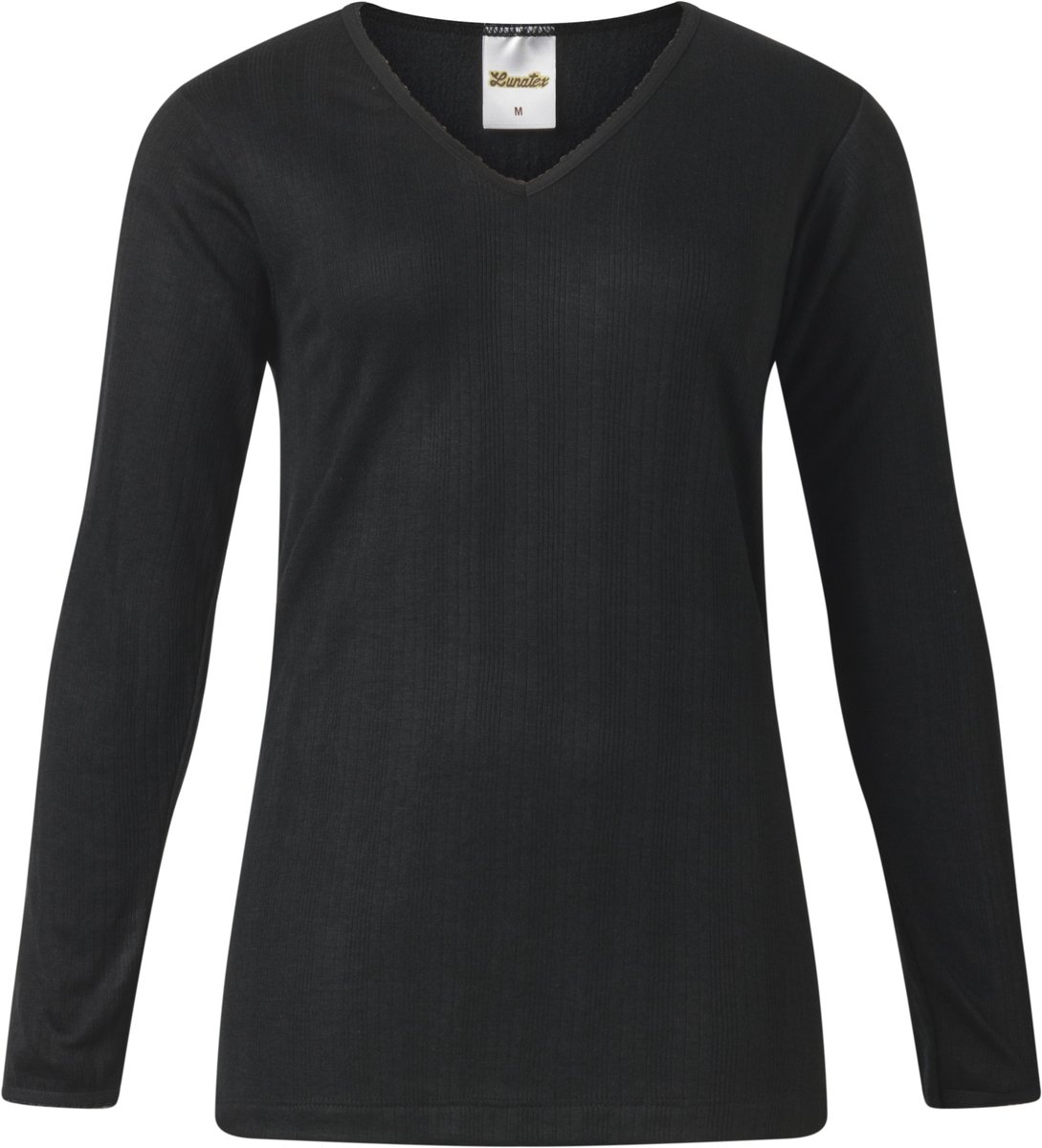 Lunatex - dames thermo T-shirt - lange mouw - 50% polyester en 50% modal - zwart - maat L