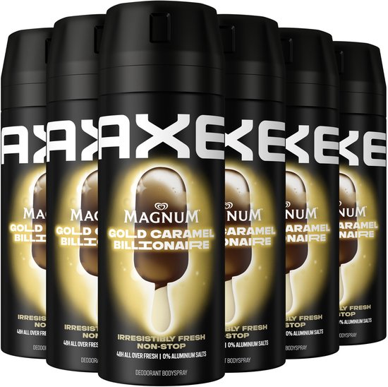 AXE Magnum Gold Caramel Billionaire Bodyspray - Chocolade & karamel - 6 x 150ml