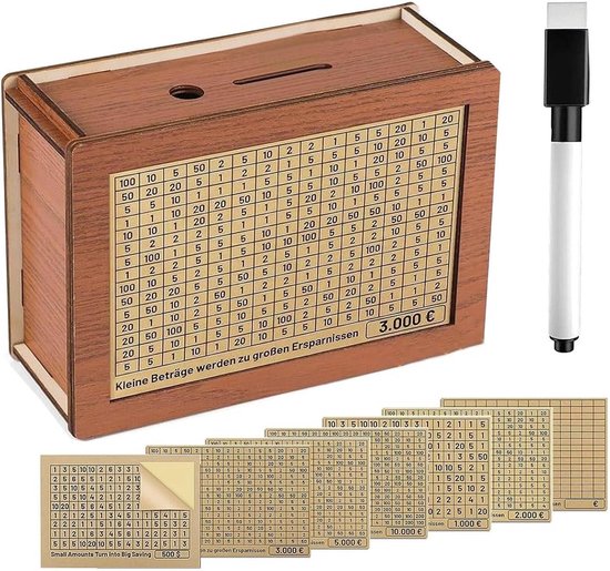 Home & Marker - Houten Spaarpot - Spaarpot Volwassenen - Spaarpot Kinderen - Geld Sparen - Geldkistje - Cashbox - Money Box - COINSAVE