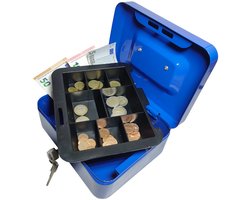 Geldkist blauw Metaal 20 x 16 x 8.5cm geldkistje kluis