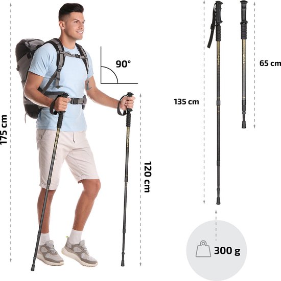 Bâtons Randonnée Réglables Bâtons Randonnée Aluminium Réglables - Marche Nordique Et Trekking - 65-135cm Avec Système Anti-choc Bâtons Marche Nordique Aluminium Réglables