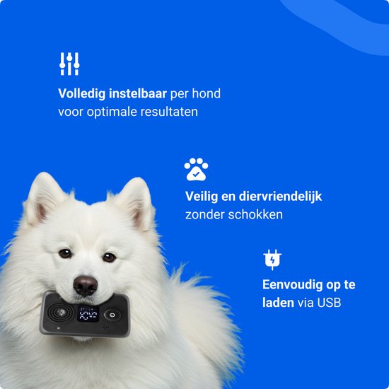 Dispositif anti-aboiement Premium - Ultrasonique - Fonctionnement rechargeable et automatique - Sans choc + résistant à l'eau - Pour tous les Chiens - Intérieur et extérieur